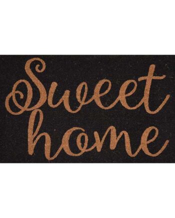 Sweet Home Black Printed Doormat
